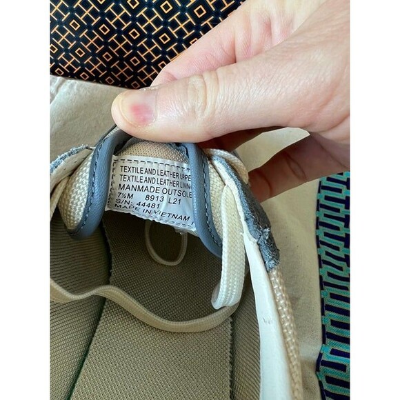 Tory Burch Sawtooth Logo Ivory Blue Low Top Sneaker Trainer Shoes 7.5 - Picture 7 of 10